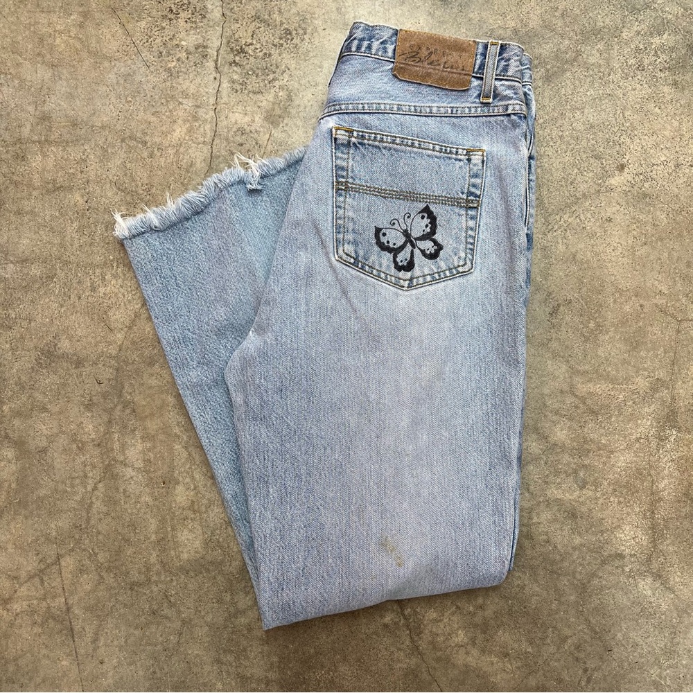 Vintage 90s Express Bleus Jeans w/ 🦋/ Light Wash / High Rise / Waist 32”